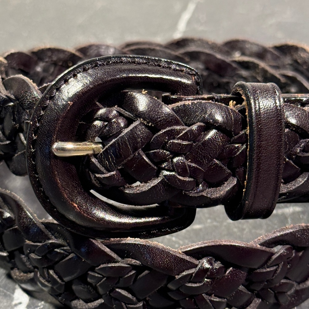 Womens‎ Talbots Braided Leather Belt Black | 34W Size 16  | Woven Buckle - Picture 10 of 11